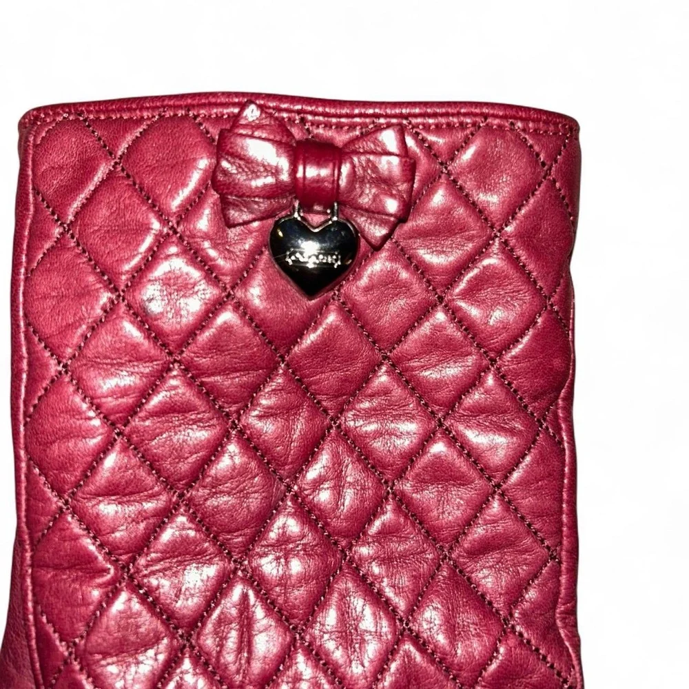Coach burgundy quilted leather gloves